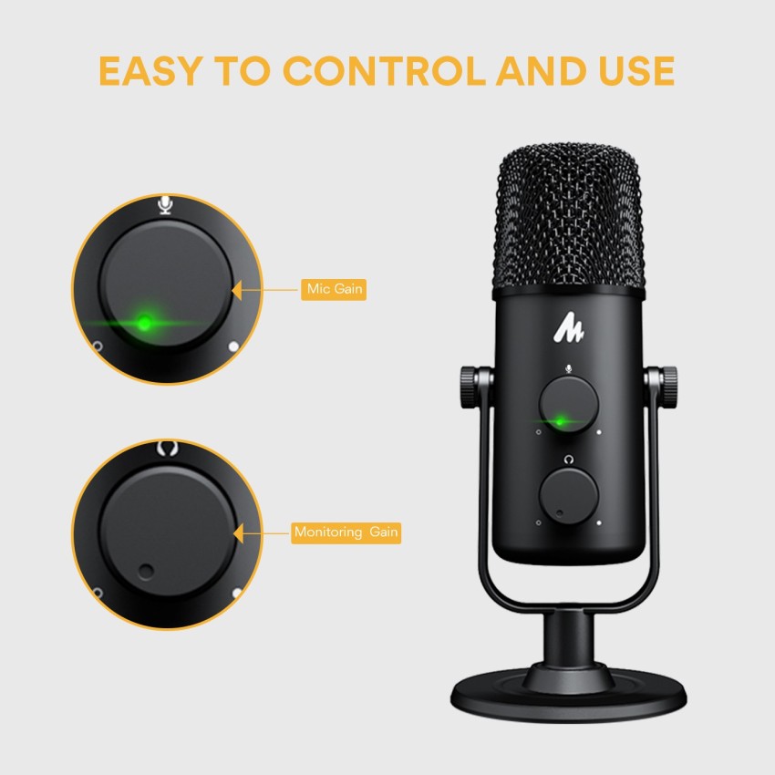 Buy MAONO PM471TS USB Computer Microphone, All in One Condenser Mic with  Gain Knob and Zero Latency Monitoring, Metal Pop Filter, Tripod Stand for  Podcasting, Streaming, , Voice Over, Zoom Meeting Online