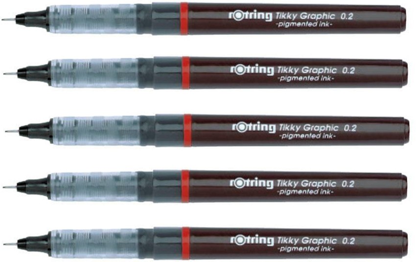 Buy Rotring 0.2mm Line Thickness Tikky Graphic Fineliner Black Pigment  Liner with Lightfast And Water Resistant Ink For Long Life Drawings,  Sketching, Non-Refillable, 5 Pens of 0.2 mm Each Online at Best