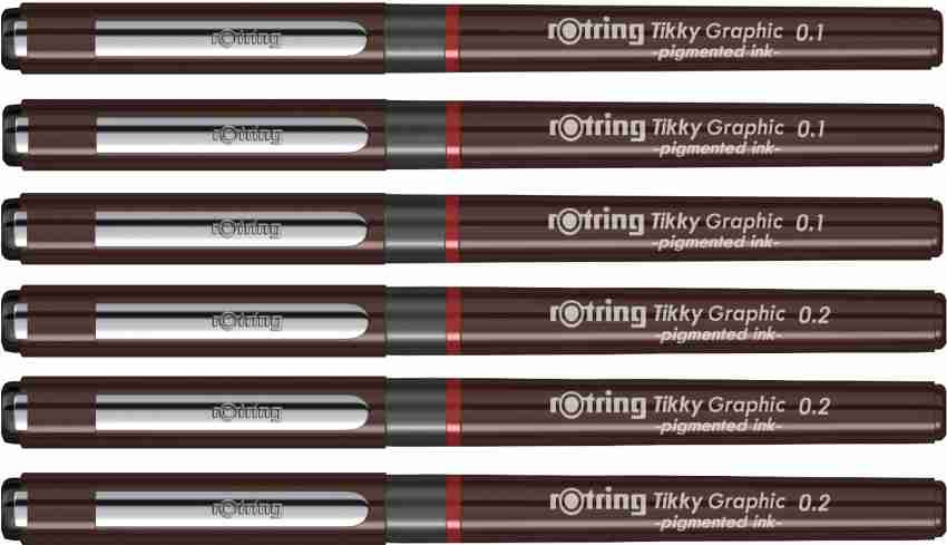 Buy Rotring 0.2mm Line Thickness Tikky Graphic Fineliner Black Pigment  Liner with Lightfast And Water Resistant Ink For Long Life Drawings,  Sketching, Non-Refillable, 5 Pens of 0.2 mm Each Online at Best