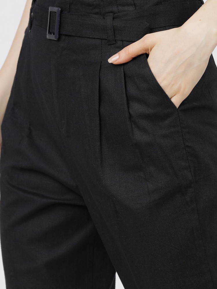 Buy Women Black Solid Formal Regular Fit Trousers Online  799415  Van  Heusen
