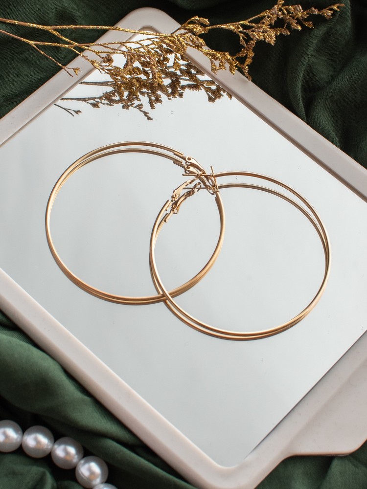 Buy JEWELZ Latest Fashion Gold Plated Big Round Design Dangle Bali Earrings