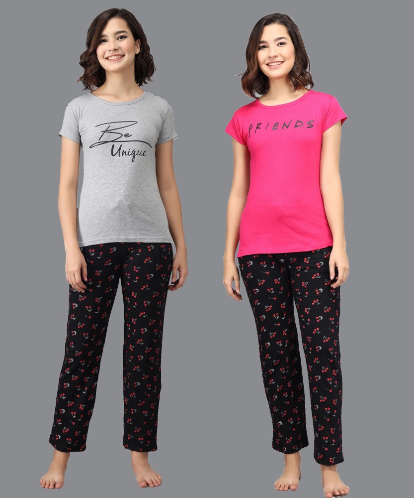 Femofit Womens Pajamas Set Short Sleeve Sleepwear India