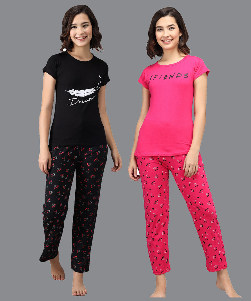 Fit N Fame Women Printed Multicolor Top Pyjama Set Price in India Buy Fit N Fame Women Printed Multicolor Top Pyjama Set at Flipkart Top Pyjama Set