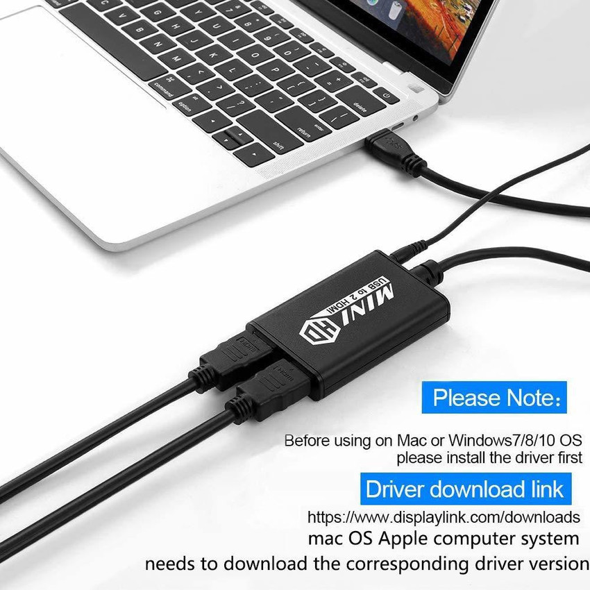 Microware USB 3.0 To Dual HDMI Adapter 1080P Dual HDMI USB 3.0.