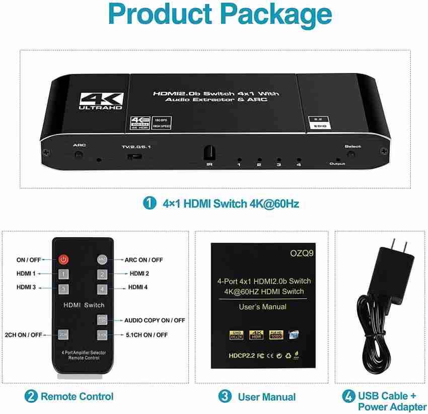 Hdmi switch 4k online optical out