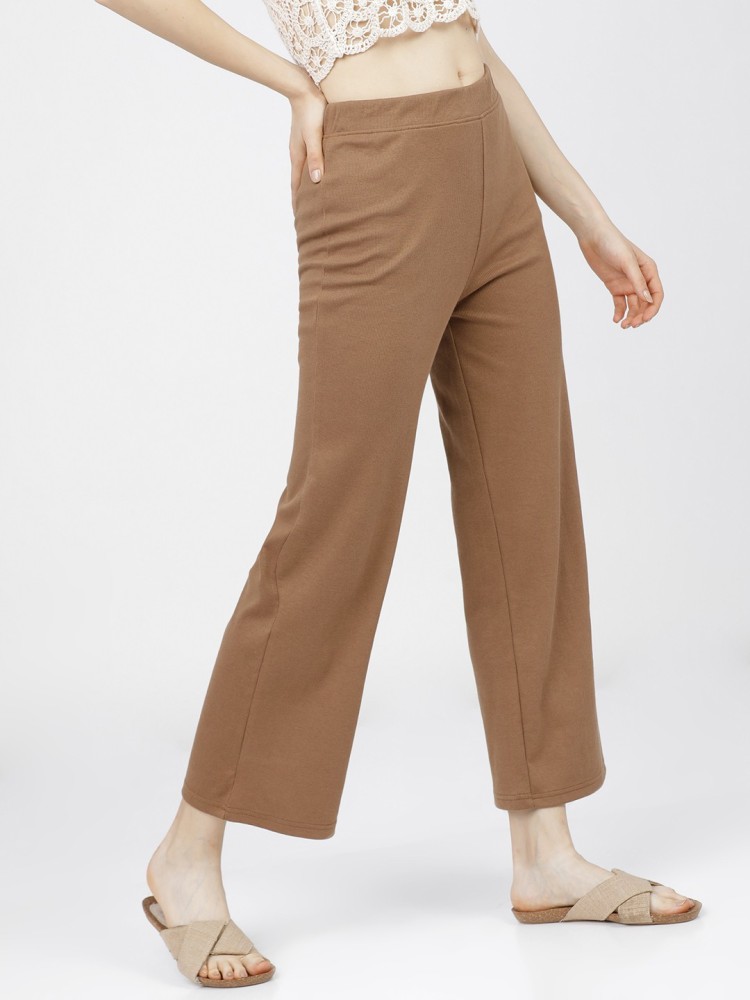 Tokyo Talkies Regular Fit Women Brown Trousers - Buy Tokyo Talkies Regular  Fit Women Brown Trousers Online at Best Prices in India