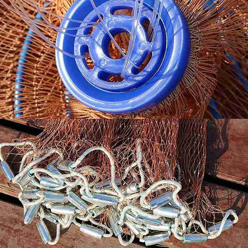 PROBEROS Flying Disc Magic Hand Cast Fishing Net with Lead Sinkers