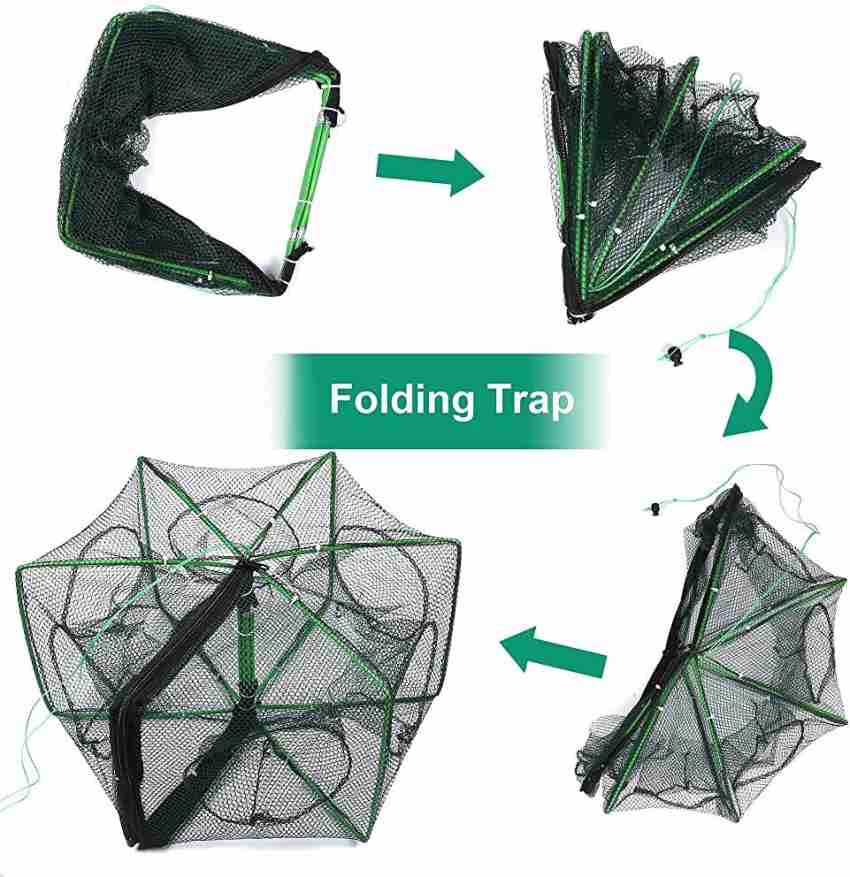 6 Holes Foldable Fishing Shrimp Fish Crab Yabbie Bait Net Trap