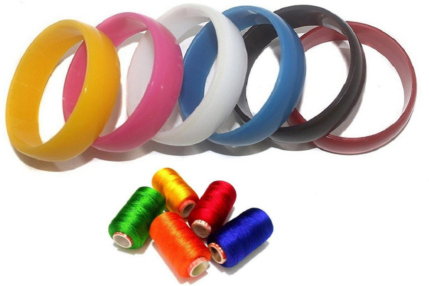 Plastic bangles for deals silk thread jewellery