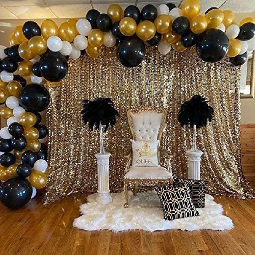 SHIMMER & CONFETTI Black and Gold Chrome Balloon Garland and Arch Kit with  Confetti Balloons, Fishing Line, Balloon Tape, Tying Tools and Glue –  BigaMart