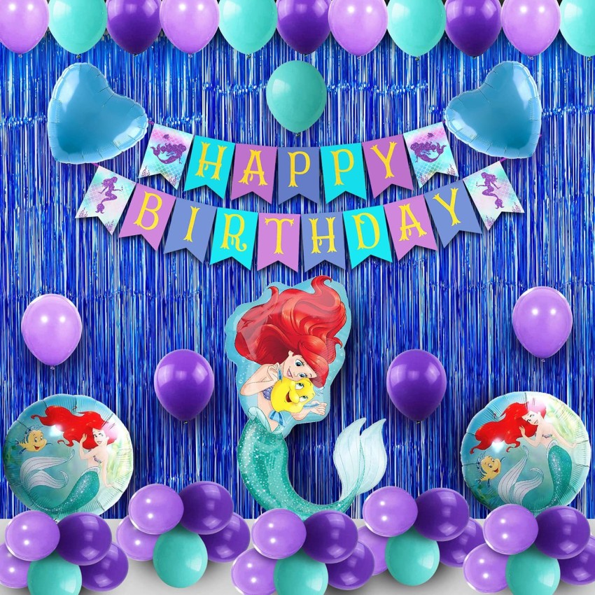 Party Propz Mermaid Theme Birthday Decoration Supplies Giant Mermaid Paper  Bunting Foil Balloon Girl Birthday Latex Confetti Balloons Set of