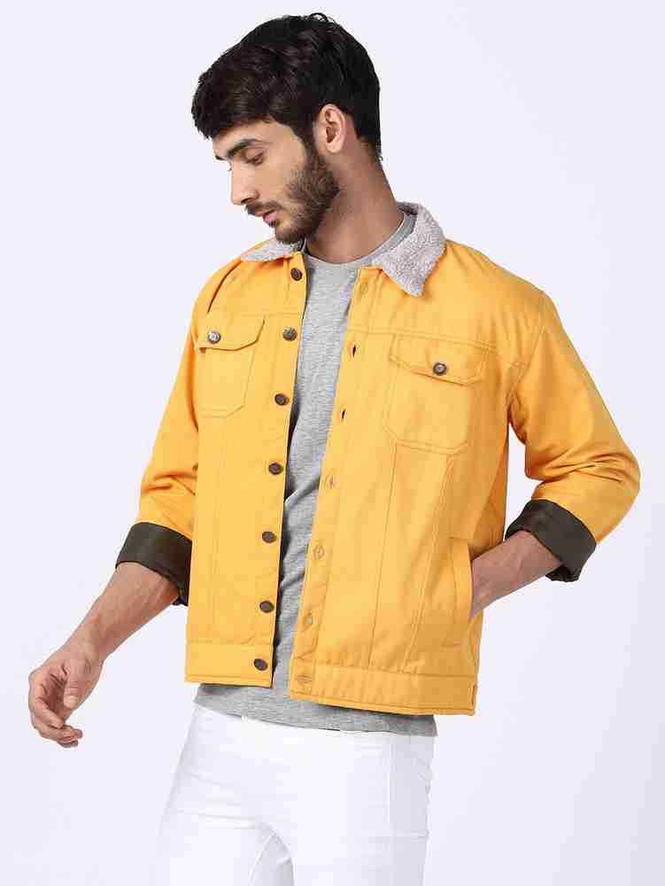 Mustard yellow denim jacket mens sales