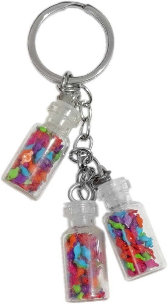 PRODUCTMINE® Colorized Shining Star Drift Bottle Keychain 5 Glass Bottle  Keyrings For Lover Gifts Key