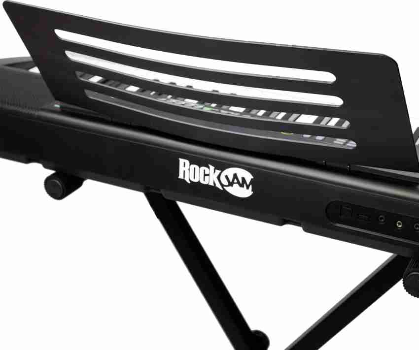 RockJam 61-Key Keyboard Piano Kit with Sustain Pedal, Stand, Bench,  Headphones, Note Stickers & Lessons