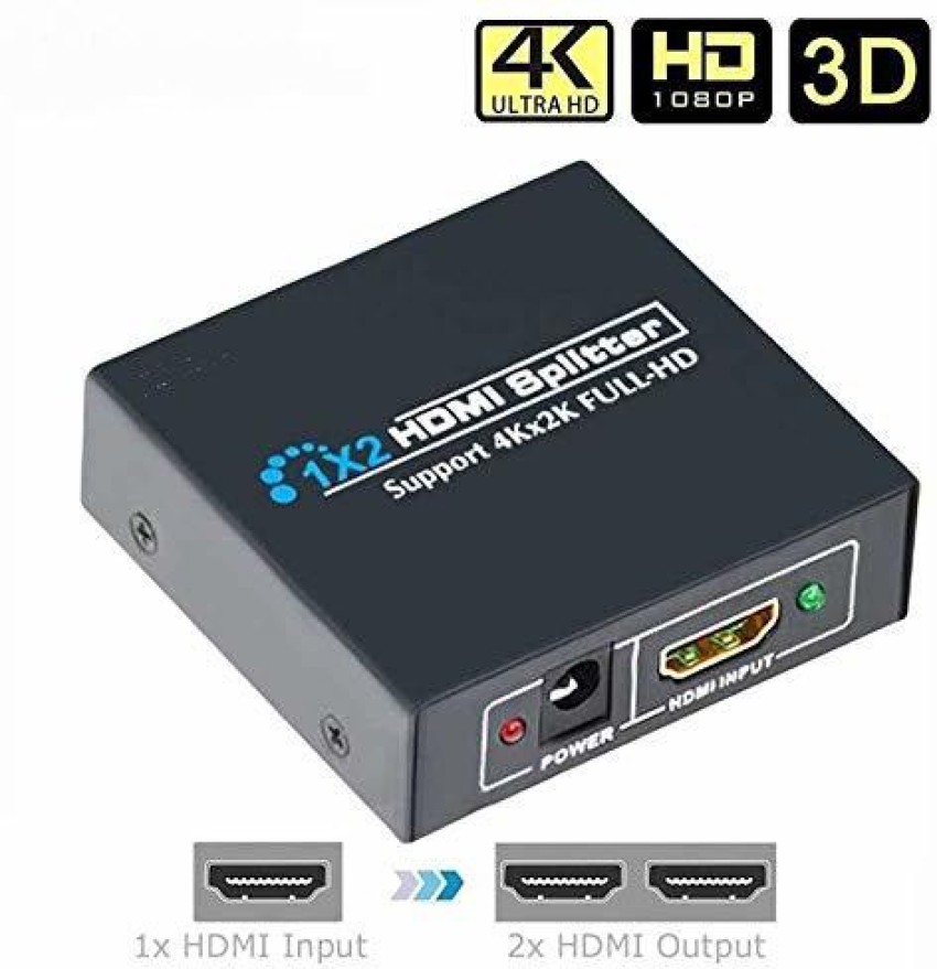 REVALS TV-out Cable 1x2 HDMI Splitter 2 Ports, HDMI Splitter 1 in 2 Out,  Support - REVALS 