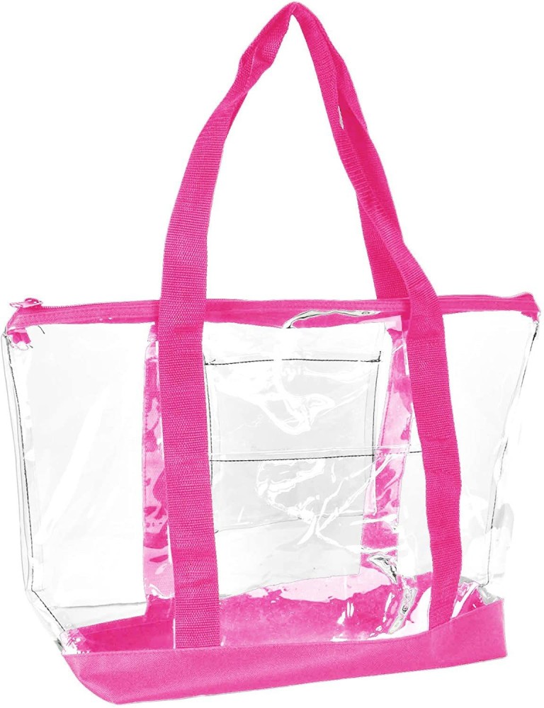 Pink Transparent Top Handle Tote Bag Zip Crossbody Clear Sport Bags