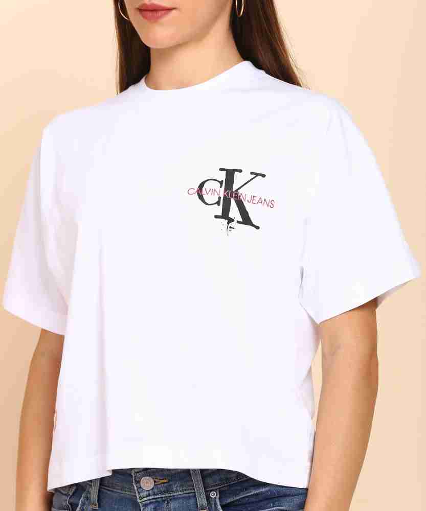 Calvin Klein Jeans Women's Taping Through Monogram Sweat / Sweatshirt -  Bright White