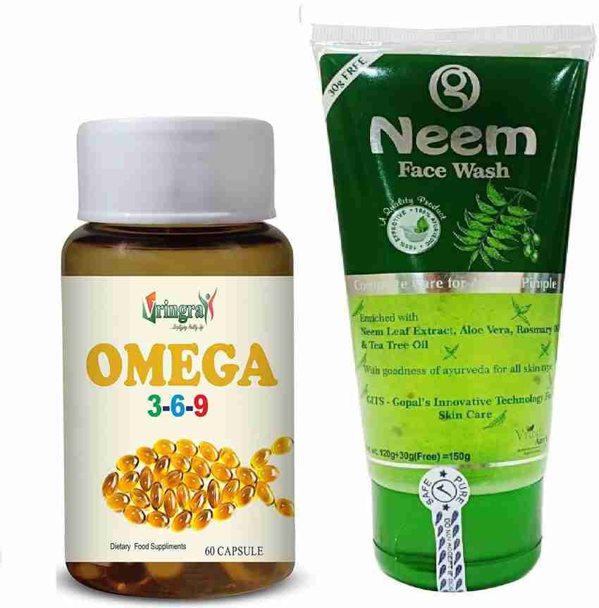 Vringra Omega Capsules Neem Acne Pimple Fish Oil Capsules