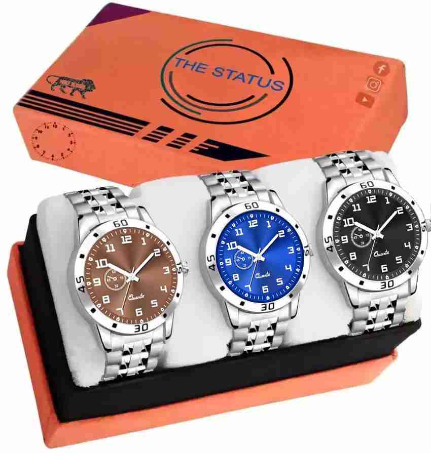 THE STATUS Stylish Look new sporty Design Set of 3 analog watches