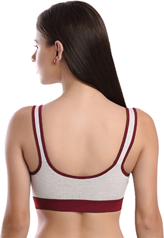 FIMS: Fashion is my Style FIMS - Fashion is my style Women Cotton Sports Bra  for Gym, Yoga, Running Bra for Girls, Racer Back, Full coverage, Maroon,  Cup B, Pack of 1
