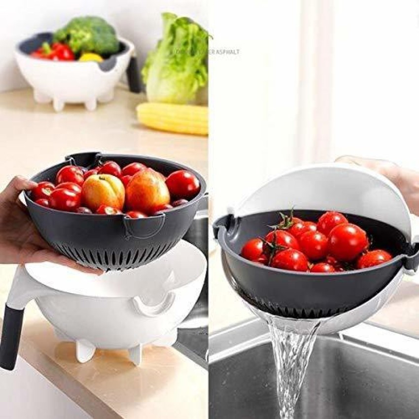  9-in-1 Multi-functional Rotate Vegetable Cutter Manual Slicer  Fruit Cutter Mandoline Choppers Veggie Fruit Shredder Grater Large Capacity  Vegetable Drainer Draining Basket Carrot Potato Cutting Tool: Home & Kitchen