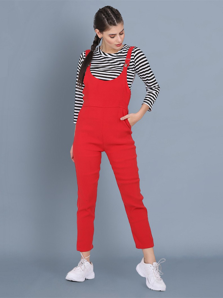 Red dungarees womens clearance