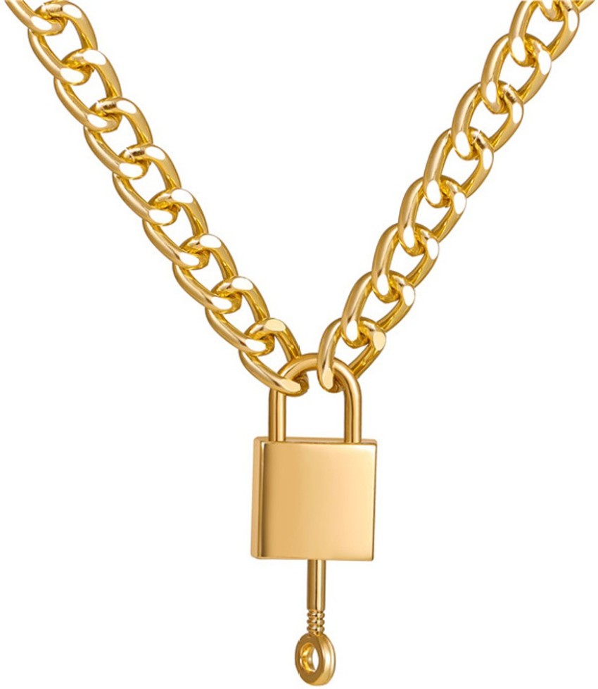 YELLOW CHIMES Fashion Lock and Key Design Locket Gold Plated Chain Necklace  for Women and Girls Gold-plated Plated Alloy Necklace Price in India - Buy  YELLOW CHIMES Fashion Lock and Key Design