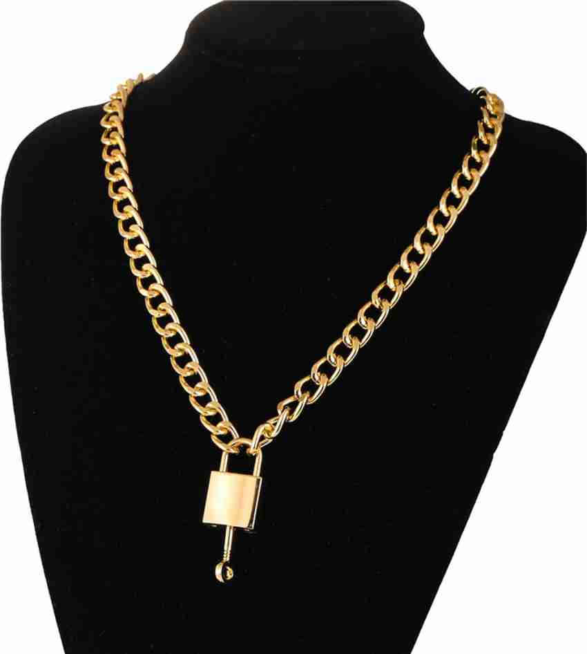 YELLOW CHIMES Fashion Lock and Key Design Locket Gold Plated Chain Necklace  for Women and Girls Gold-plated Plated Alloy Necklace Price in India - Buy  YELLOW CHIMES Fashion Lock and Key Design