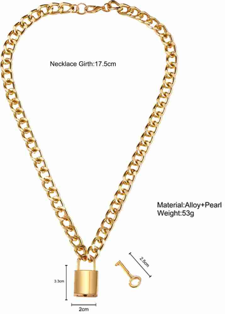 YELLOW CHIMES Fashion Lock and Key Design Locket Gold Plated Chain Necklace  for Women and Girls Gold-plated Plated Alloy Necklace Price in India - Buy  YELLOW CHIMES Fashion Lock and Key Design