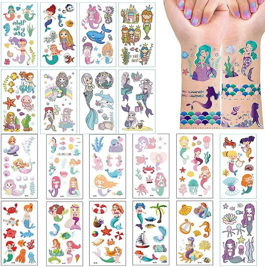 The Little Mermaid Temporary Tattoos 1 Sheet 8 Tattoos  Movie 2023   Party City