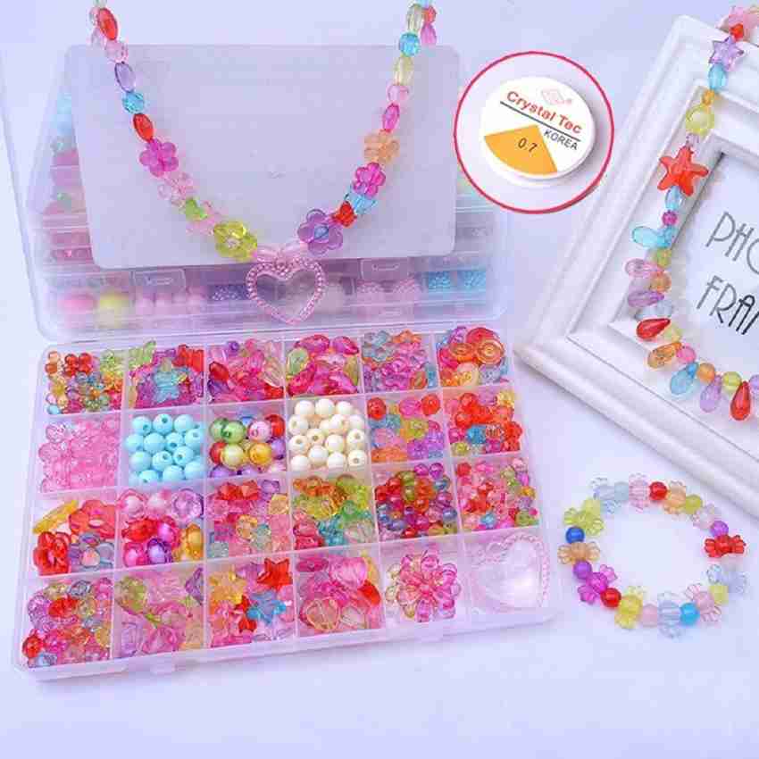 Girls DIY Bracelet Arts Craft Make Own Beads Jewellery Making Box Kit Set  Kids