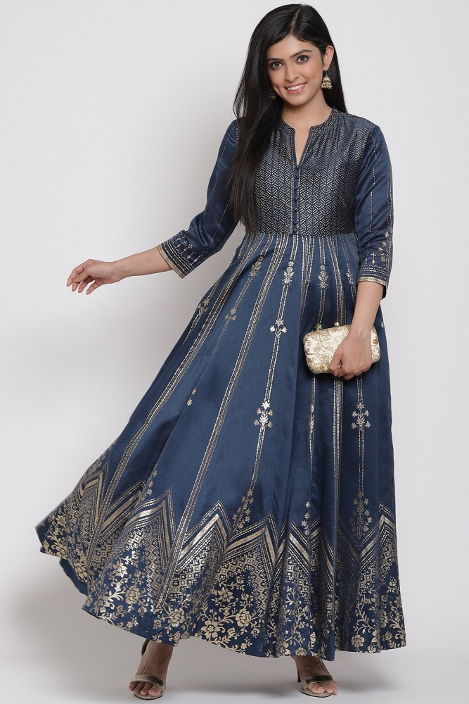 BIBA Women Gown Dark Blue Dress Buy BIBA Women Gown Dark Blue Dress Online at Best Prices in India Flipkart