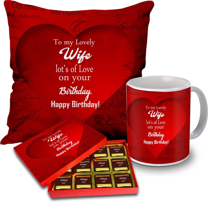 Midiron Special birthday gift for wife, Birthday Gifts, Birthday gift for  Wife, Gift for wife, (16*16 In) Combo Price in India - Buy Midiron Special birthday  gift for wife, Birthday Gifts, Birthday