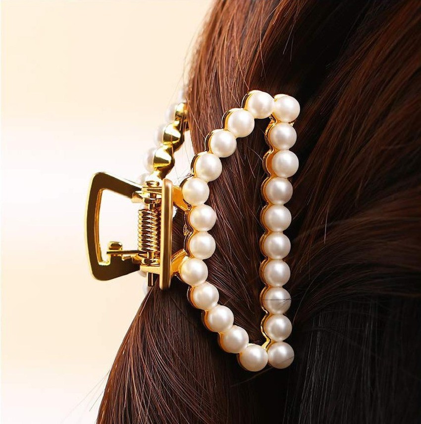 Pearl Hair Claw Clips For Women, Strong Hold Hair Jaw Clips