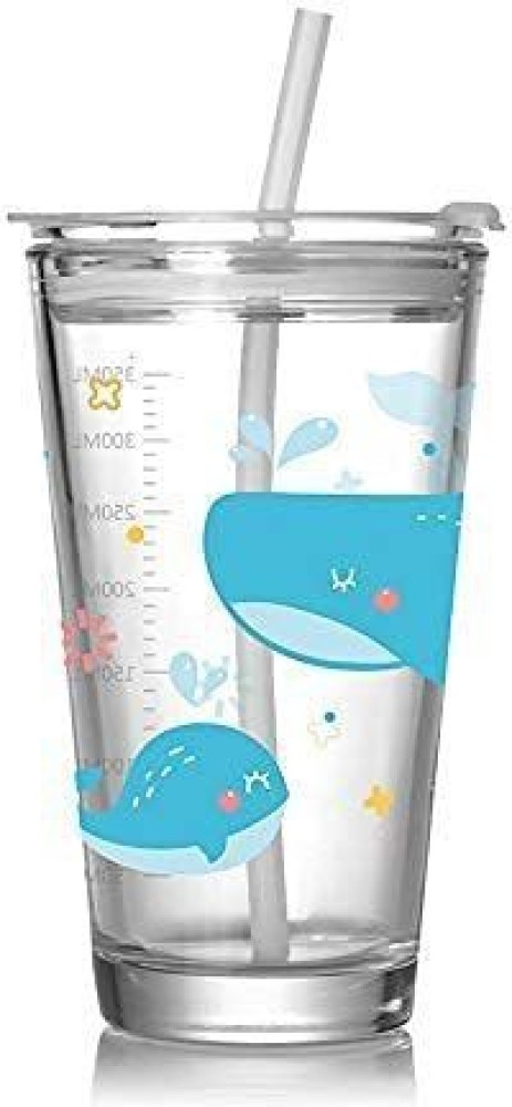 Wintwilla Printed Milk Cups for Kids Glass with Straw and Lid Spill Proof  Coffee Kids Cup Non-Slip Handle Milk Glass – Pack of 2 Glass Coffee Mug  Price in India - Buy