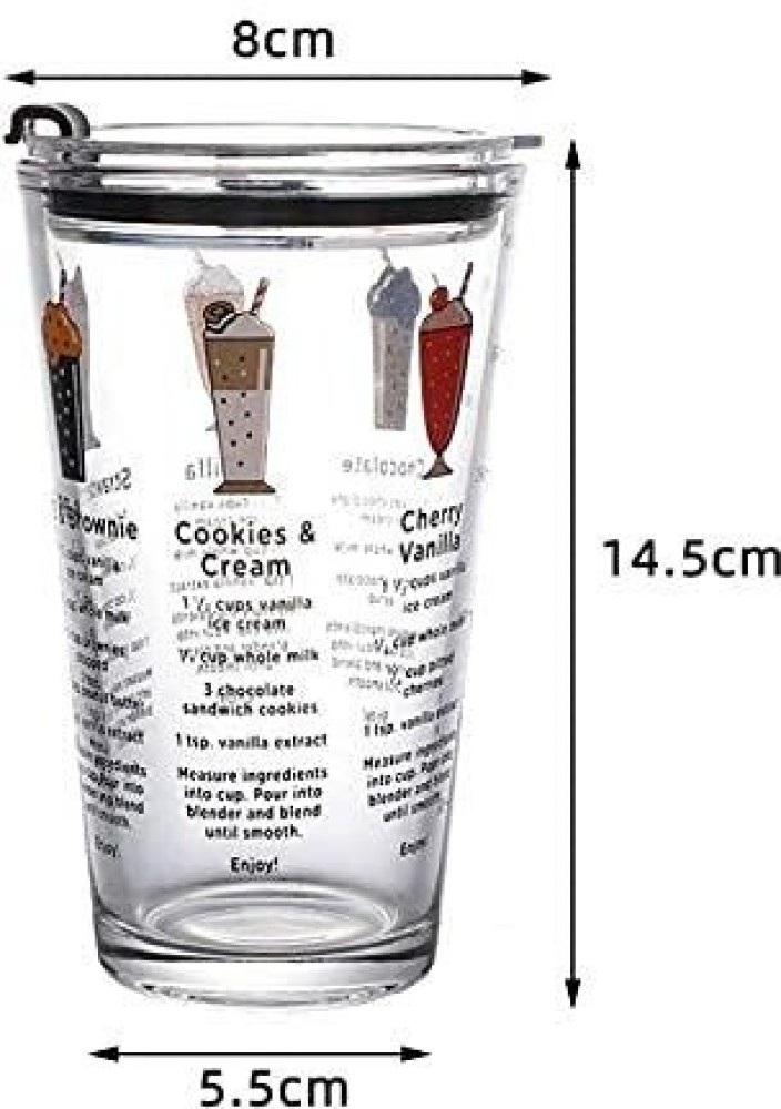 Glass Sipper Cup with Straw and Lid Random Design Cartoon Pattern Drinking  Measuring Glass Mug/Cup