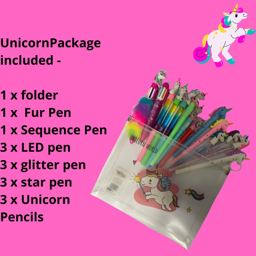 Unicorn led pens/Unicorn led light pen/pens for girls/pens pack