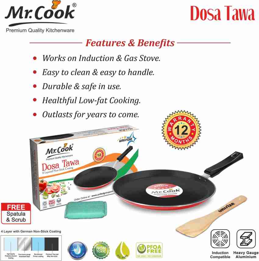 Granito Non Stick Tawa, Flat, 25cm, Induction and Gas Stove Compatible