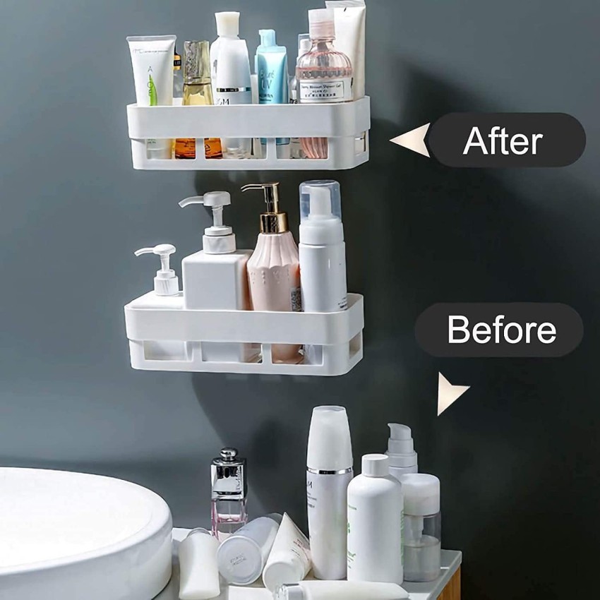 1pc Bathroom Storage Rack Wall Mounted Organizer Shelf For Toilet,  Washroom, Vanity And More Without Drilling, Suitable For Bathroom