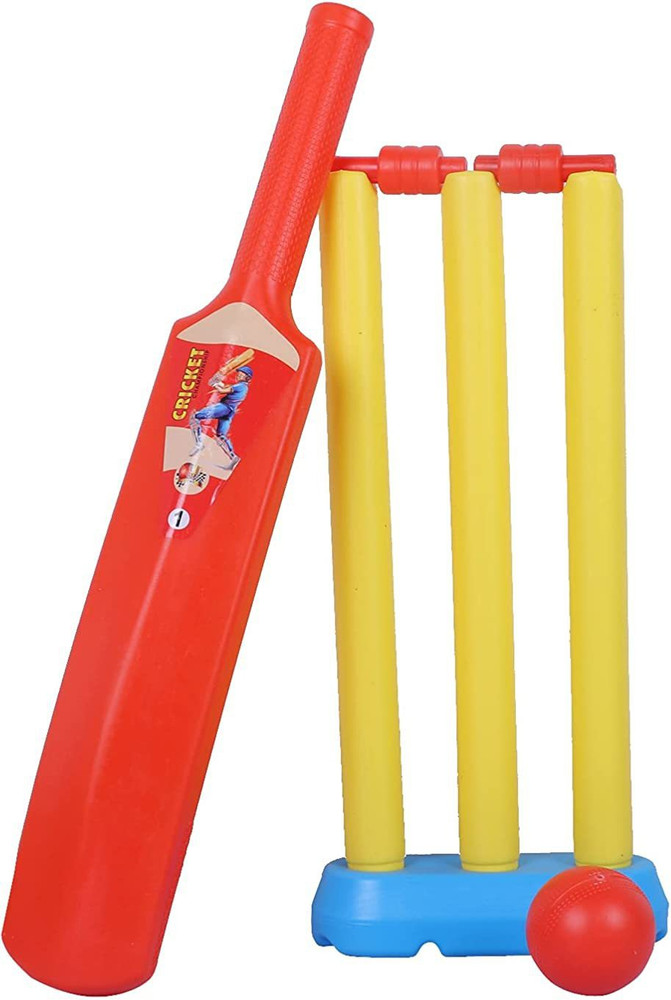 Enorme Plastic Cricket Kit with 3 Stumps 1 Bat 3 Bells and 1