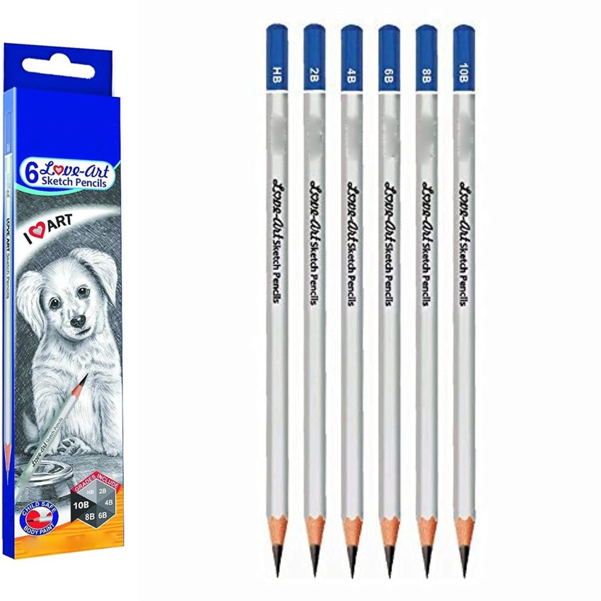 Artline 6 Love Art Sketch Pencils HB, 2B, 4B, 6B, 8B, 10B Pencils -PACK OF 1
