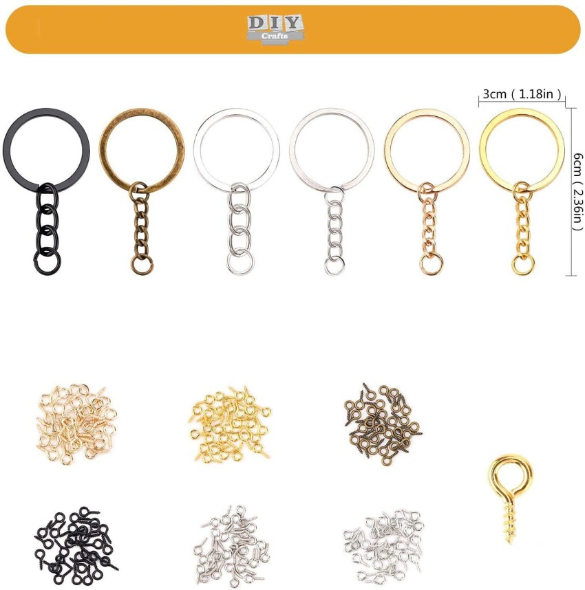 Metal Split Keychain Ring Parts - 50 Key Chains with 25mm Open Jump Ring  and Connector - Make Your Own Key Ring