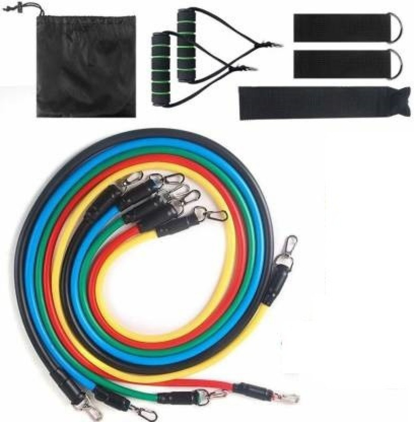 YUKI 11 Piece Gym Power Resistance Band Set for Workout and Yoga Resistance PR 17 Resistance Tube Buy YUKI 11 Piece Gym Power Resistance Band Set for Workout and Yoga Resistance