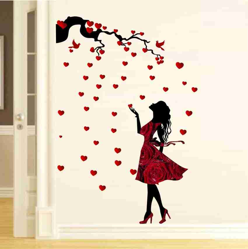sp decals 78 cm Love red heart multicolor wall sticker : 78 Cm X 79 Cm Self  Adhesive Sticker Price in India - Buy sp decals 78 cm Love red heart  multicolor