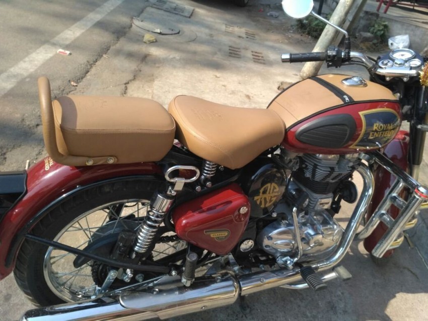 KOHLI BULLET ACCESSORIES Fancy Seat Cover Brown For Royal Enfield Classic  350/500cc Split Bike Seat