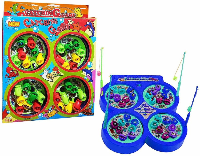 FRATELLI Fishing Game for Kids Magnetic, Include 32 Pieces Fishes and 4  Fishing Rod, Fish Catching Toy (2 to 4 Players)(Multicolor)