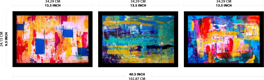 Ritwika's Collection Of 3 Abstract Artwork Of Colourful Brush Strokes   Perfect For Home And Office Decor Digital Reprint 9.5 inch x 13.5 inch  Painting Price in India - Buy Ritwika's Collection