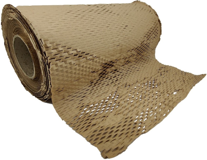 AUMNI CRAFTS Kraft Paper Honeycomb Bubble Wrap Roll  (Stretched Usable Length 100 Meters) 98 GSM For Packaging Void Filling Eco  Friendly Compostable Bio Degradable unruled 37 CM 98 gsm Paper Roll - Paper  Roll