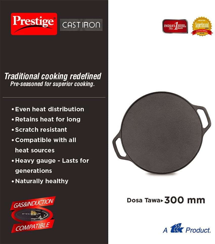 Prestige Cast Iron Dosa Tawa, 300 mm (Black) 1kg