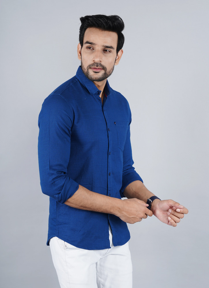 Blue casual shirt combination store